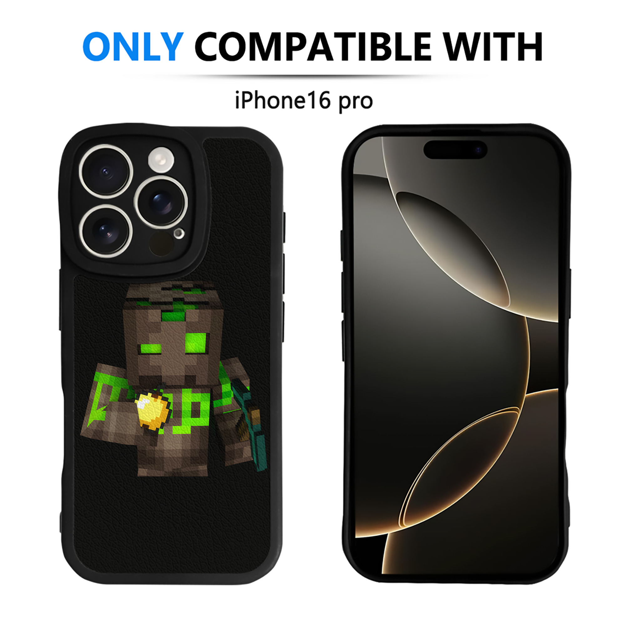 （画像用） マインクラフト ブロックの世界 Minecraft MC Block world 【iPhone 16シリーズ対応】シリコンスマホケース（レザー調） 材質：シリコン